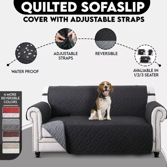 Waterproof Sofa Slip Covers Reversible Quilted Throws Couch Cover Pet Protector