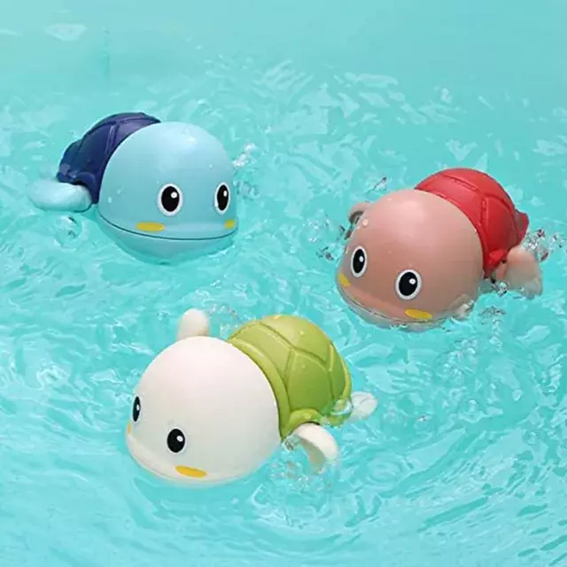 3PCS Baby Bath Toys Toddlers Bathing Cute Swimming Turtles Clockwork Play Water