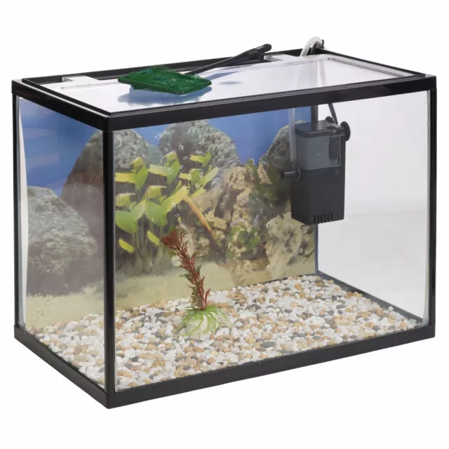 26 Litre Glass Aquarium Fish Tank Starter Kit Set Filter Pump Net Plant Stones 2