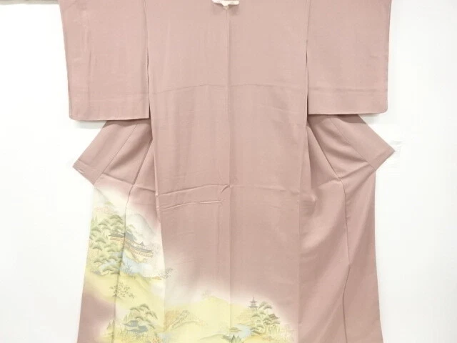 6538288: Japanese Kimono / Vintage Iro-Tomesode / Juko-Ori / Woven Scenery Of Ga