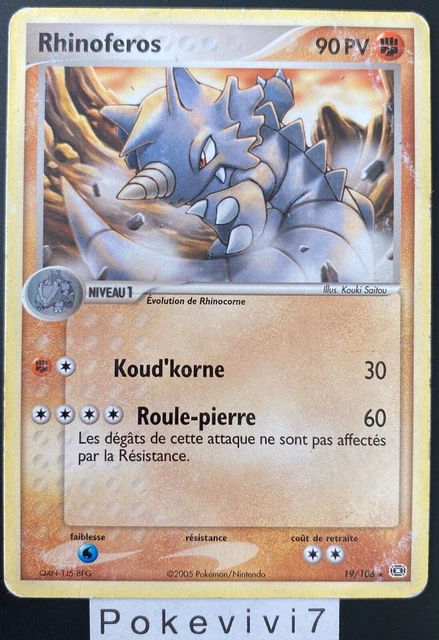 Carte Pokemon RHINOFEROS 19/106 Rare Bloc EX EMERAUDE FR OCCASION
