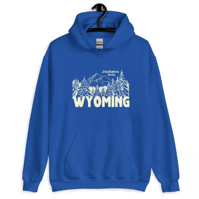 Retro Vintage Style Mountain Scene Jackson Hole Wyoming Hooded Sweatshirt