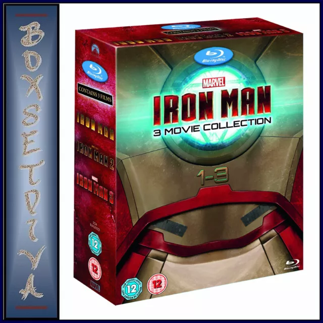 Iron Man  1 2 & 3 - Marvel- 3 Movie Collection *Brand New  Blu-Ray Boxset-*