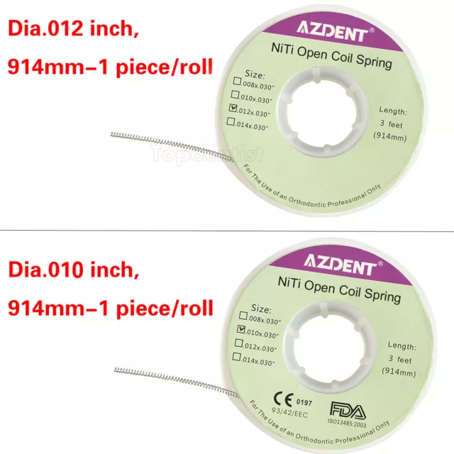 Ortodoncia Dental Niti Open Coil Springs Dia 010/012 * 030 pulgadas 3 pies