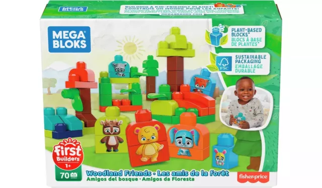 Fisher-Price Mega Bloks Woodland Friends Plant-Based Blocks 70PCS