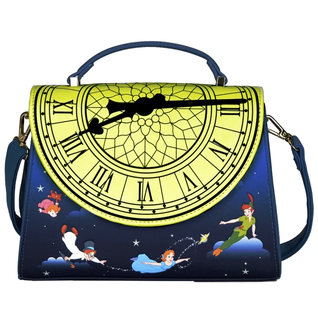 LOUNGEFLY DISNEY PETER Pan Clock Glow Satchel Crossbody Bag & 4Piece