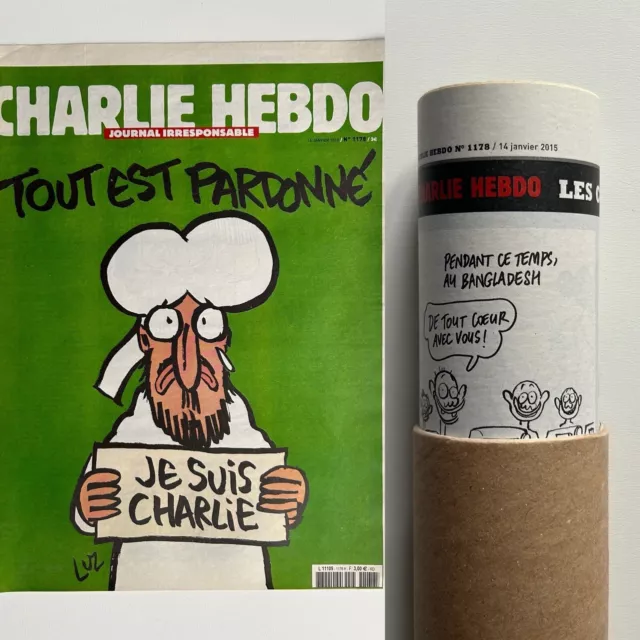 Rolled: Charlie Hebdo #1178 14.1.2015 Je Suis Charlie - Original NEU