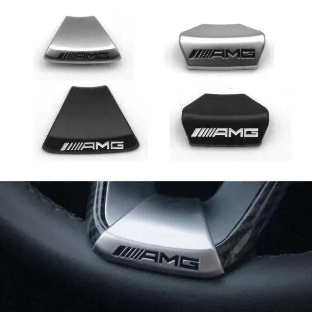 Autocollant de fond de volant AMG Style Noir Argenté Emblème pour Mercedes Benz