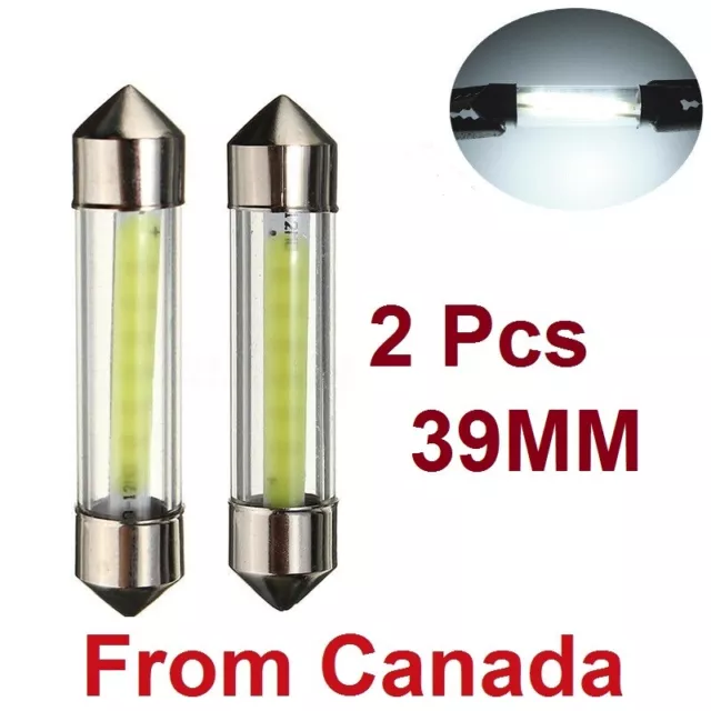 2x 39MM C5W COB LED Car Festoon Dome Map License Plate Light Bulb White 12V