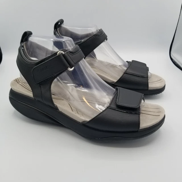 MBT Womens Sandals 8-8.5 Black Leather Rocking Toning Wedge Hook & Loop MBT Womens Sandals 8-8.5 Black Leather Rocking Toning Wedge Hook & Loop