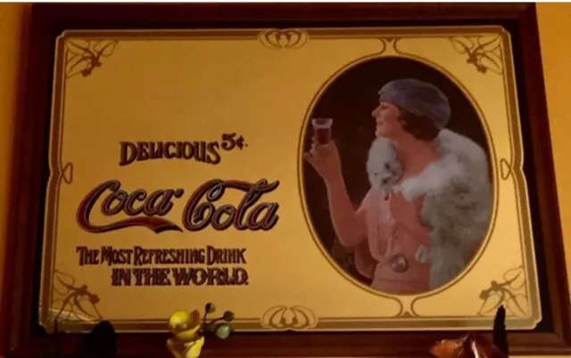 Coca Cola Quadro-Specchio Serigrafato Vintage Grande