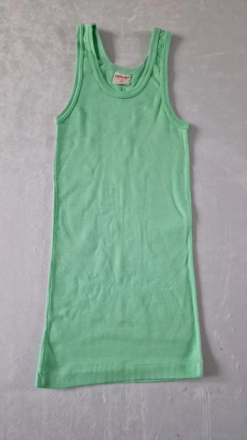 Gilet vintage anni '70 ragazzo -11-12 anno - cotone verde aderente stock morto KA98