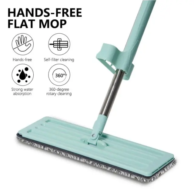 Microfiber Flat Mop Hands Free Squeeze Cleaning Floor with Washable Mops Q7 L4C5