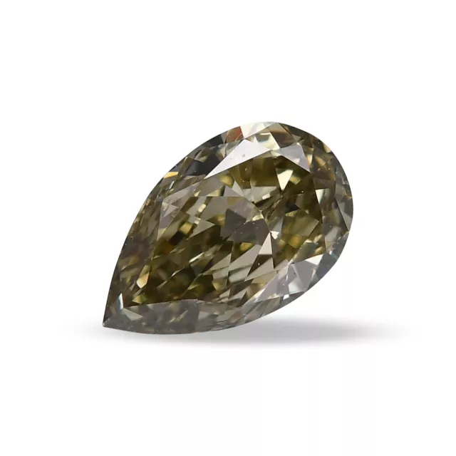 0.20 Carat Fancy Grayish Greenish Yellow Natural Diamond Loose Pear Cut VVS2 GIA 3