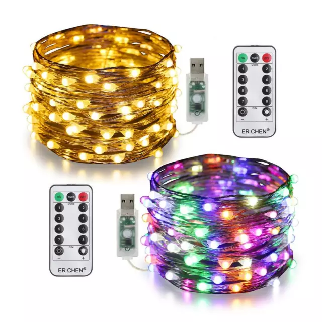 USB Twinkle LED String Fairy Lights Copper Wire Party Remote 7-30M 50/200/300LED
