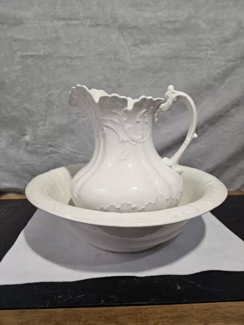 Vintage Semi Porcelain Pitcher & Bowl