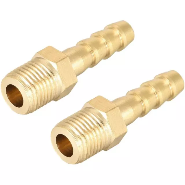 2PCS Brass Fitting Connector Male To Barb  Air, Water, Fuel, Oil and Inert Gases