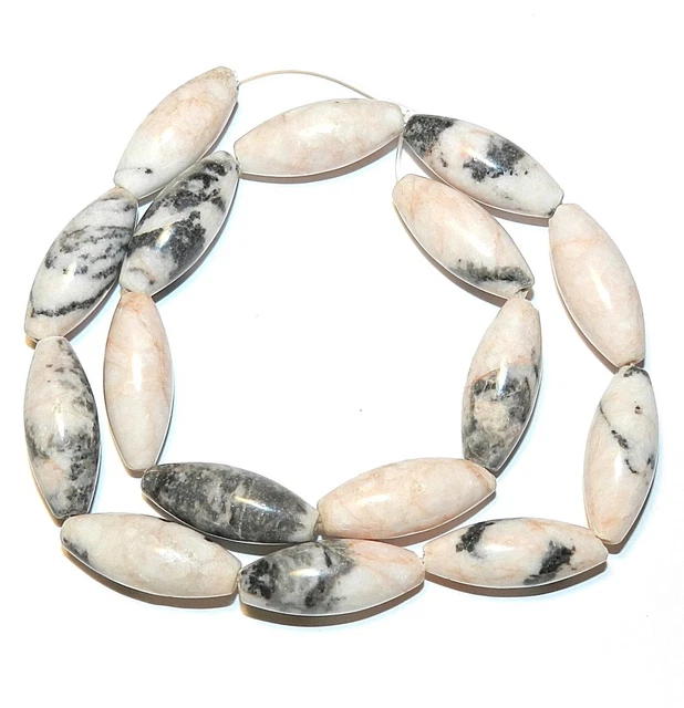NG2020 Desert Pink Marble 25mm Tapered Oval Natural Gemstone Beads 15"