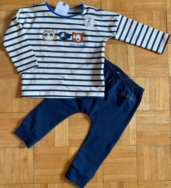 BNWT Baby Boys Animals Stripe Top and Navy Legging Outfit/Set 9-12 months NEXT