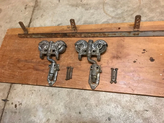 antique myers barn door rollers w/ 6' track pc architectural salvage