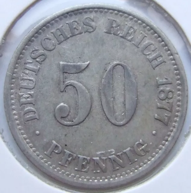 Münze Deutsches Reich Kaiserreich Silber 50 Pfennig 1877 J in Sehr schön