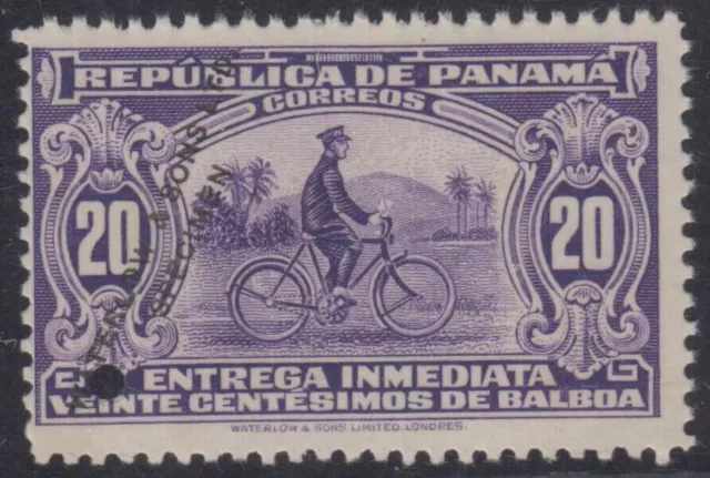 PANAMA 1929 SPECIAL DELIVERY BICYCLE MESSENGER Sc E4 PERF PROOF + "SPECIMEN" FVF