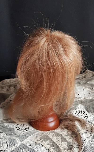 PERRUQUE 100% cheveux naturels T9 (32cm) pour POUPÉE ANCIENNE