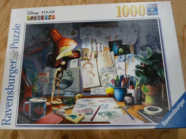 RAVENSBURGER PUZZLE DISNEY Pixar The Artist's Desk 1000 Piece 2015 ...