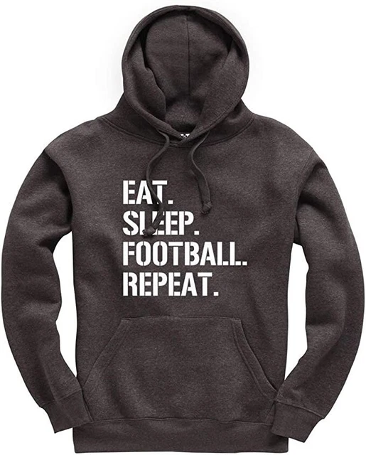 Eat Sleep Football Repeat Funny Unisex Kids Hoodie Jumper Sport 9-11yrs
