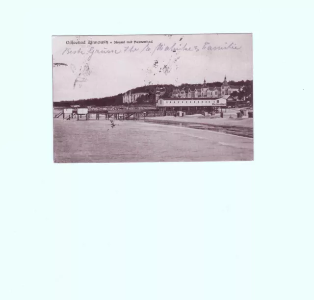 alte AK/PK Zinnowitz Usedom Mecklenburg-Vorpommern Strand Herrenbad gel. 1924