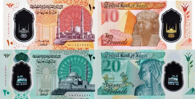 EGITTO - Egypt Lotto 2 banconote 10/20 pounds Polymer 2022/2023 FDS - UNC