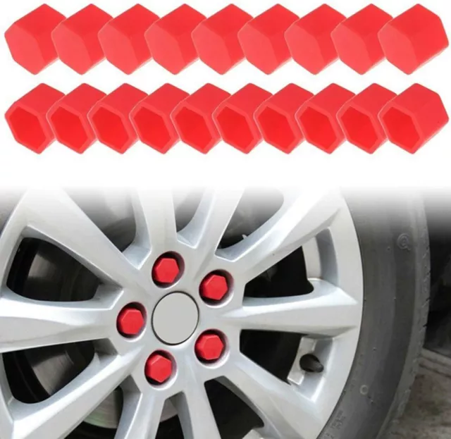 17mm RED ALLOY WHEEL NUT BOLT COVERS CAPS UNIVERSAL SET FOR ANY CAR