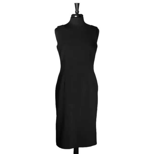 Kasper Women's Dress Black Sleeveless Sheath Stretch Cocktail Lined Midi Size 8