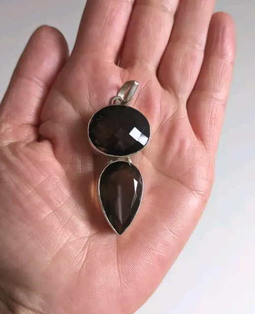 A Good Quality And Stylish Handmade Sterling Silver Smokey Quartz Pendant