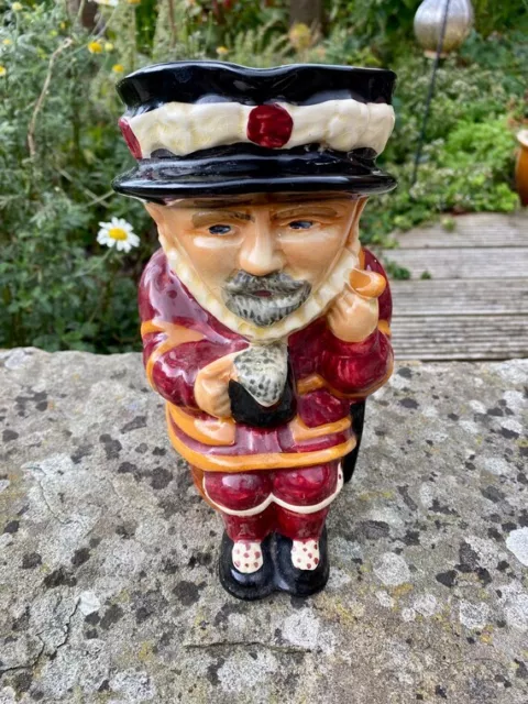 Toby Jug Beefeater Shorter & Sons 1940's Burgundy 9inches tall Glazed pottery