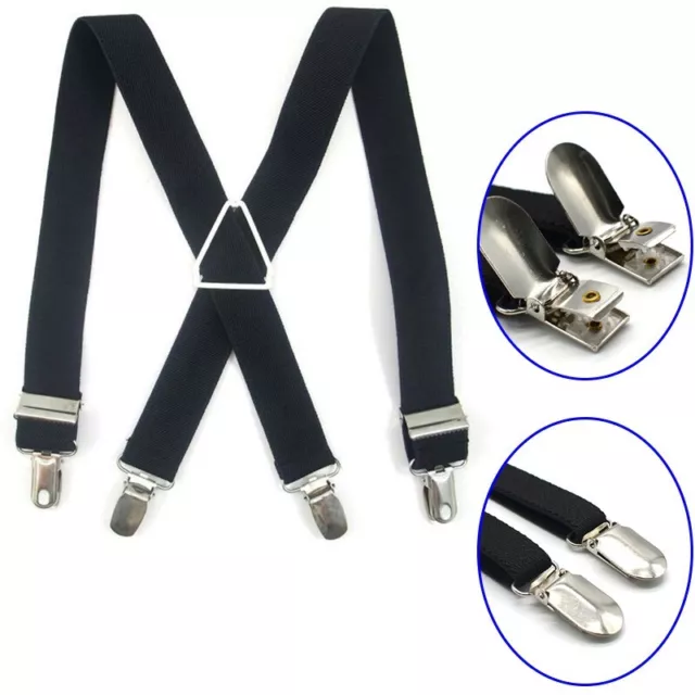 Unisex Adulto Uomo Cintura Elastica Bretelle Regolabile 4-Clip Fits Pantaloni