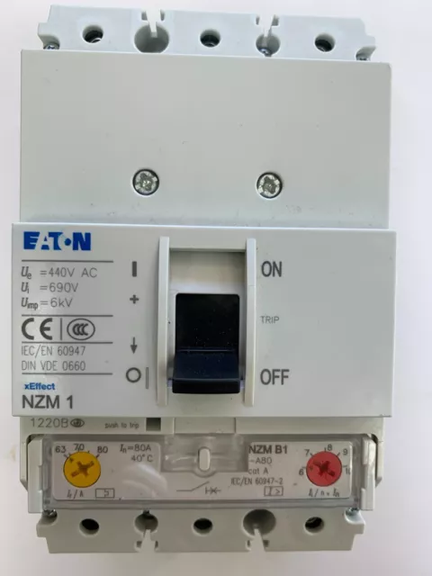 Eaton Mem 80A Mccb Memshield 3 Nzm1 3 Pole 3 Phase 63A-80A Nzmb1-A80 (Mem154)