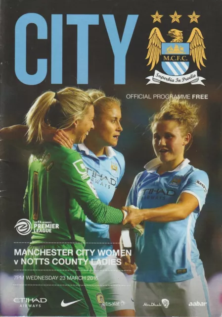 2016 MANCHESTER CITY Women v NOTTS COUNTY Ladies WSL PROGRAMME