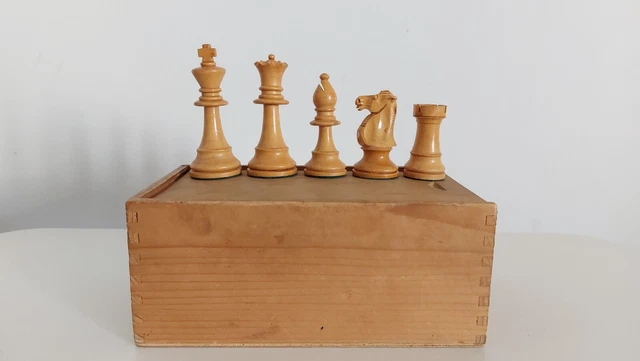 Jeu D'échecs Vintage Lardy – Roi 95 Mm – Pièces En Bois Pondérées – Taille 6 – Occasion