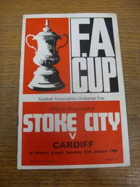 27/01/1968 Stoke City v Cardiff City [FA Cup] (light folding, team changes)