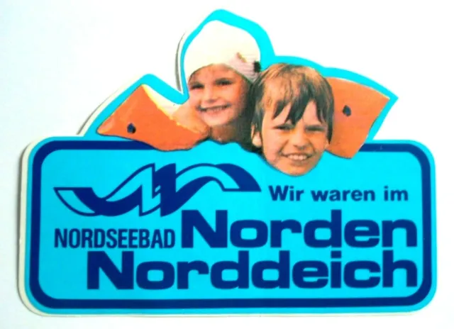 Souvenir-Aufkleber Norden Norddeich Nordsee Ostfriesland Niedersachsen 70er