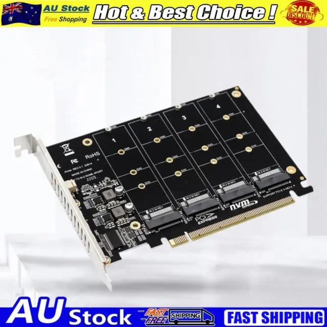 4 Port M.2 NVME SSD To PCIE X16 Adapter Card Support 2230/2242/2260/2280