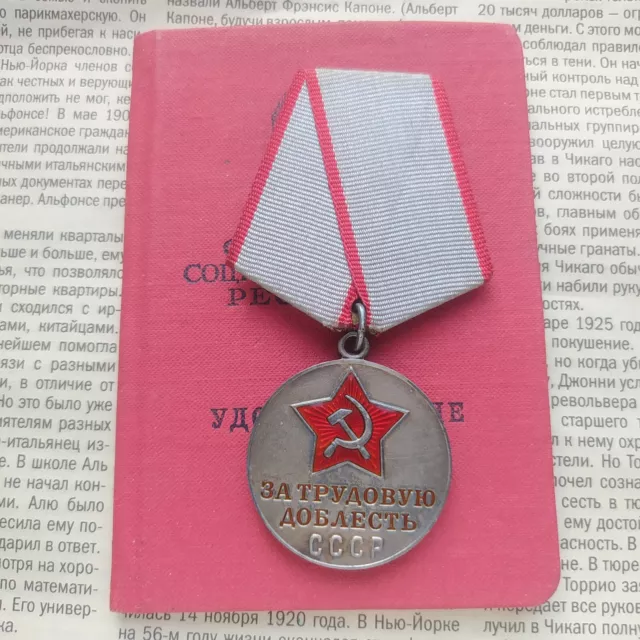 Original Soviet Russian SILVER Medal for Labor (LABOUR) Valor with documents