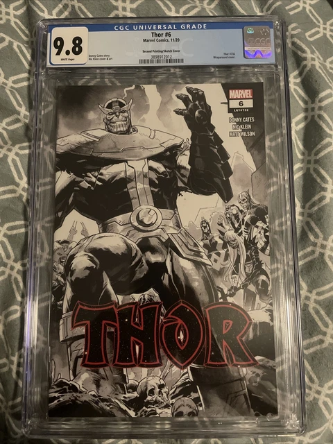 THOR #6 Second Print Klein Cover B&W Sketch Variant CGC 9.8