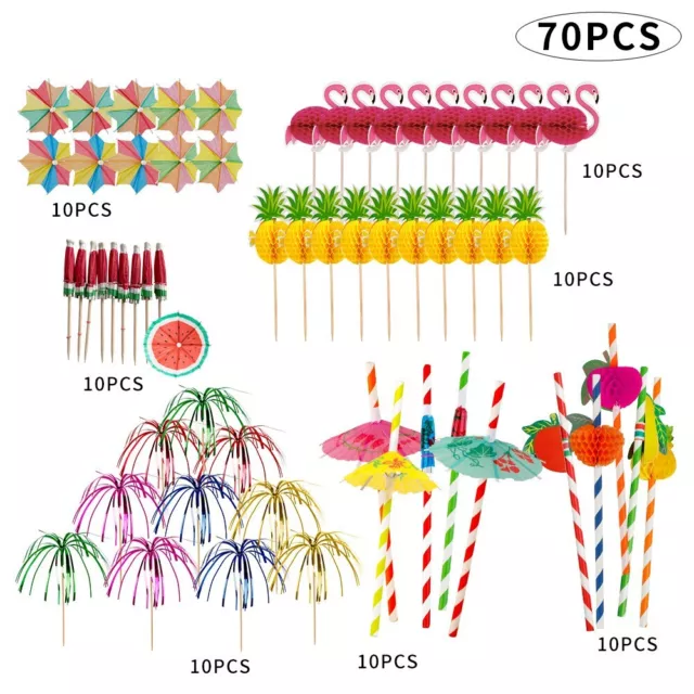 128x Hawaiian Party Decorations Grass Table Skirt Set for for Beach Summer Party