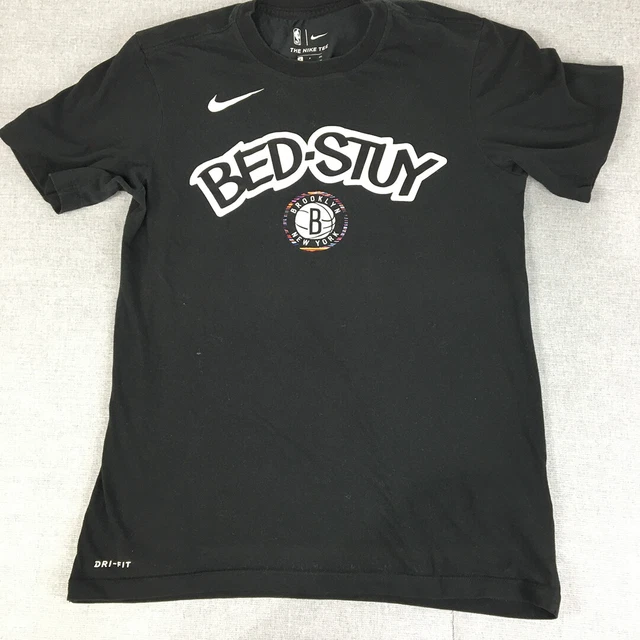NIKE BROOKLYN NETS BedStuy Mens TShirt Size S Black NBA Basketball
