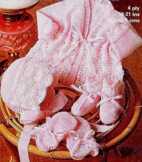 Vintage "COPY" Baby Clothes Knitting Pattern     4 items to knit  4 Ply