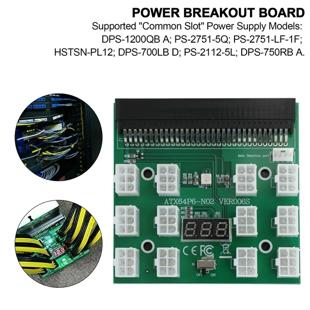 17x 6Pin Mining Breakout Board 1200w 12V for HP PSU GPU Server Power Supply AUS 3