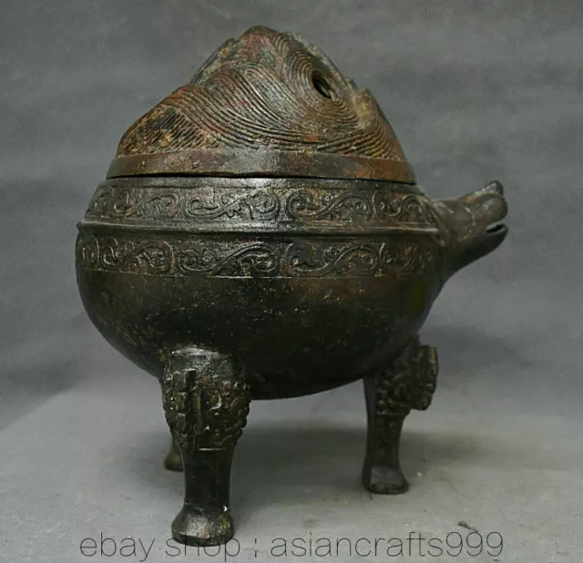 9.6" Alte China Bronze Ware Dynastie Beast Boshan Weihrauchbrenner Räuchergefäß