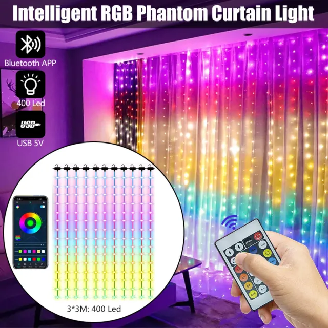 Twinkly RGB LED Curtain String Lights Party Music Sync Fairy Light APP Remote
